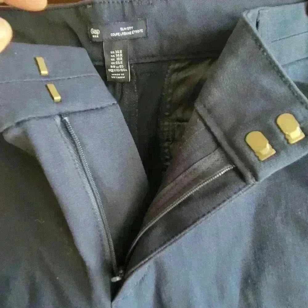 Brand New GAP Slim City Women's Ankle Pants Navy Blue Size 14R Pockets - Picture 6 of 11